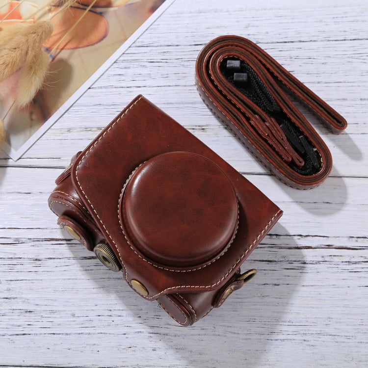 Bolso de la caja de la cámara de cuero de la PU de la cámara de cuerpo completo con correa para Canon PowerShot G7 X Mark II, For Canon PowerShot G7 X Mark II, For G7X Mark II, For G7X II