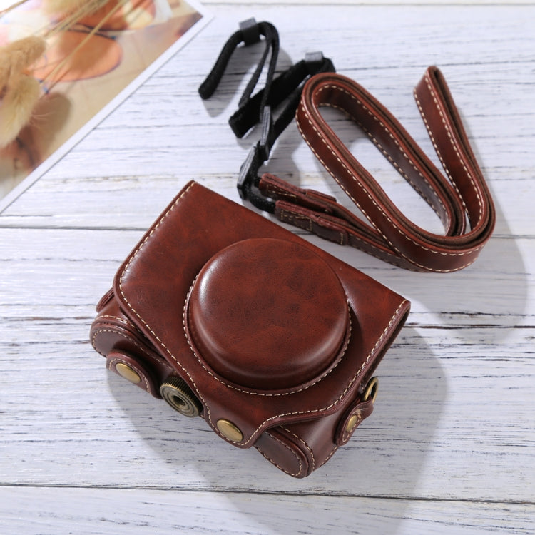 Bolso de la caja de la cámara de cuero de la PU de la cámara de cuerpo completo con correa para Canon PowerShot G7 X Mark II, For Canon PowerShot G7 X Mark II, For G7X Mark II, For G7X II