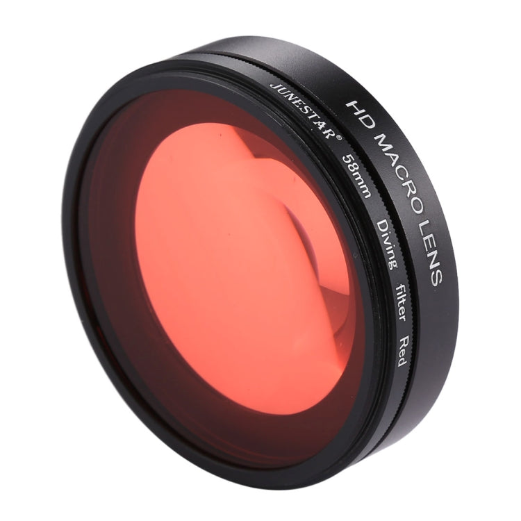 Lente macro 58 mm 16X + Filtro de lente de buceo rojo con cubierta de lente + Adaptador de anillo de filtro de lente + Cuerda + Paño de limpieza para carcasa de buceo GoPro HERO6 /5, For HERO6 /5