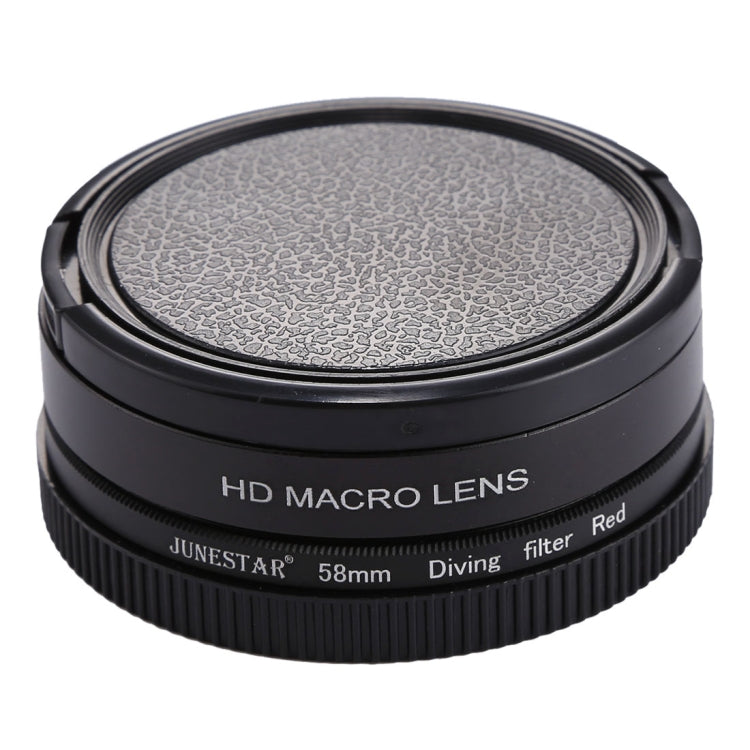 Lente macro 58 mm 16X + Filtro de lente de buceo rojo con cubierta de lente + Adaptador de anillo de filtro de lente + Cuerda + Paño de limpieza para carcasa de buceo GoPro HERO6 /5, For HERO6 /5