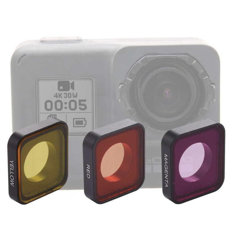 Filtro de lente de color rojo / amarillo / morado a presión 3 en 1 para GoPro HERO6 /5, Red / Yellow /Purple Color Lens