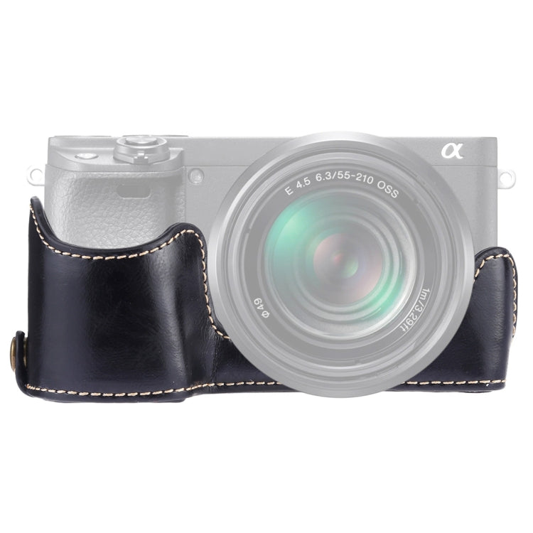 Base de media funda para cámara de cuero PU con rosca de 1/4 de pulgada para Sony A6400 / ILCE-A6400, For Sony A6400