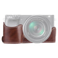 Base de media funda para cámara de cuero PU con rosca de 1/4 de pulgada para Sony A6400 / ILCE-A6400, For Sony A6400