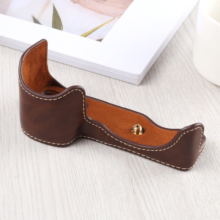 Base de media funda para cámara de cuero PU con rosca de 1/4 de pulgada para Sony A6400 / ILCE-A6400, For Sony A6400