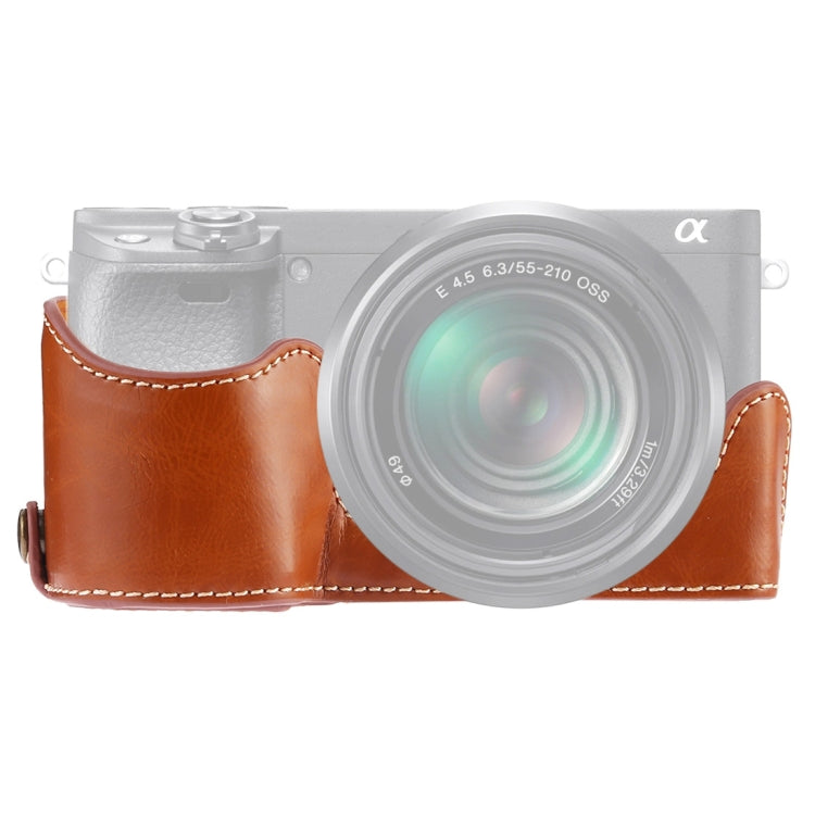 Base de media funda para cámara de cuero PU con rosca de 1/4 de pulgada para Sony A6400 / ILCE-A6400, For Sony A6400