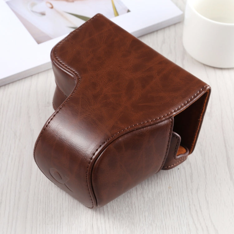 Funda de cuero PU para cámara de cuerpo completo con correa para Sony A6400 / ILCE-A6400, For Sony A6400