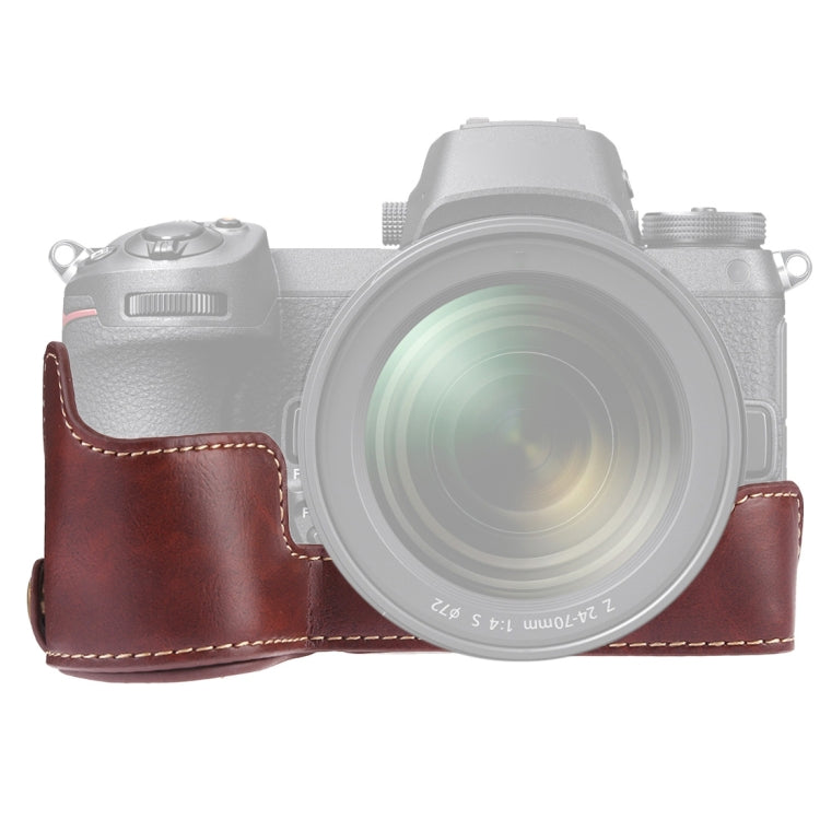 Base de media caja para cámara de cuero PU con rosca de 1/4 de pulgada para Nikon Z6 / Z7, For Nikon Z6