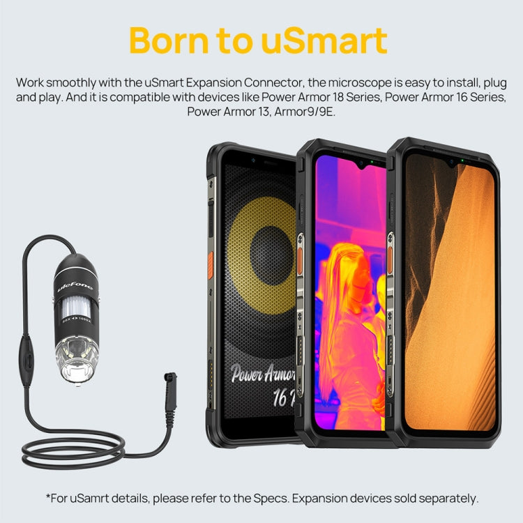 Microscopio digital con cable Ulefone uSmart C01 para Ulefone Armor 18 Series / 9 / 9E y Power Armor 16 Series / 13 / Armor Pad, uSmart C01