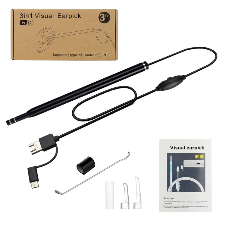 AN101 Otoscopio casero de 5,5 mm Endoscopio de oído tres en uno Otoscopio HD de 30 W Otoscopio visual para recoger orejas, 30W