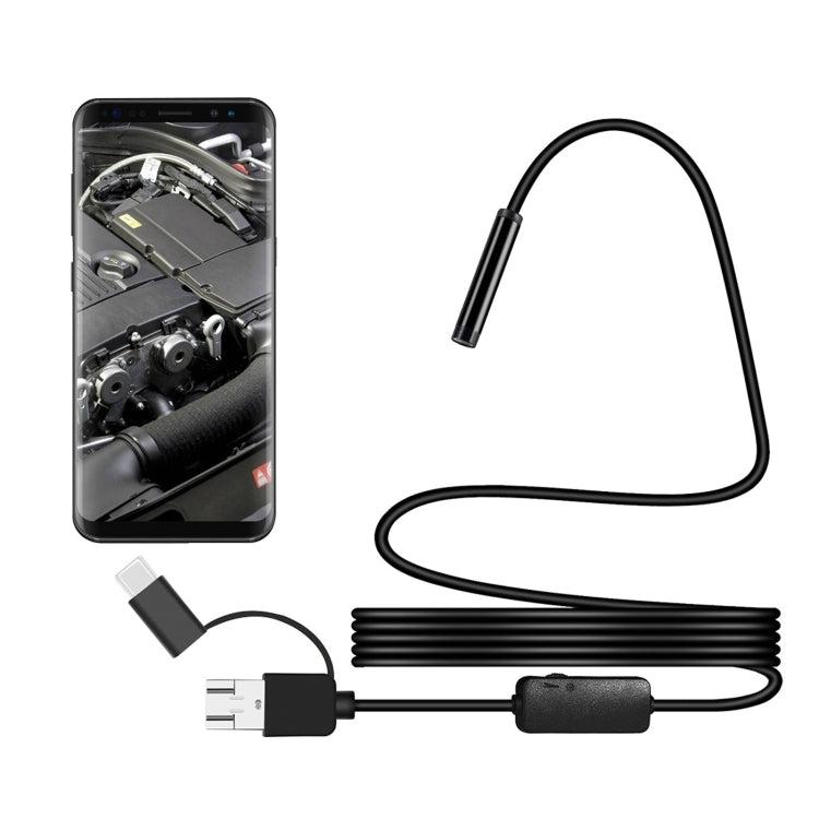 Y101 Cámara de inspección de endoscopio digital impermeable 3 en 1 con cabezal en espiral de 8 mm, longitud: cable duro de 2 m, Length: 2m Hard Cable