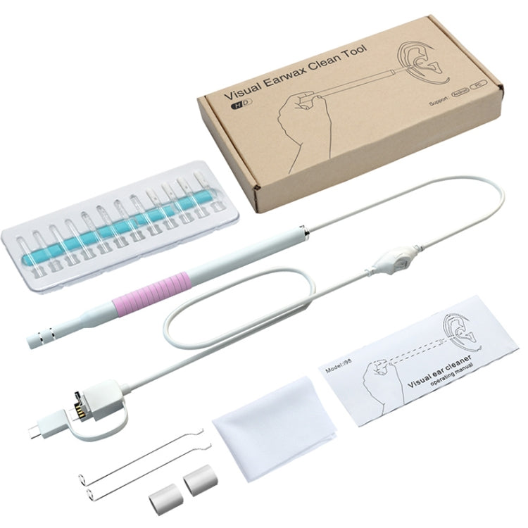 Boroscopio endoscópico con herramienta de limpieza de cerumen visual I98 1,3 millones HD con 6 LED, diámetro de lente: 5,5 mm