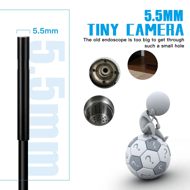 Cámara de inspección de endoscopio WIFI F220 de 5,5 mm HD 5.0MP con 6 LED, longitud: 2 m, Length: 2m