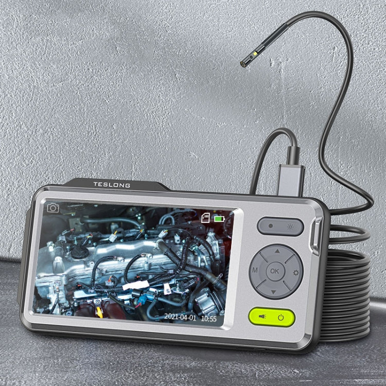 TESLONG NTS500B Endoscopio Industrial de 5 pulgadas y 5 mm con lente dual HD, endoscopio industrial de 200 W píxeles