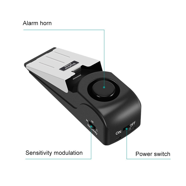 Dispositivo de prevención de ladrones de seguridad para el hogar con alarma de parada de puerta en forma de cuña de 120dB, Wedge Shape