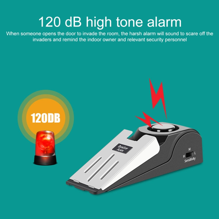 Dispositivo de prevención de ladrones de seguridad para el hogar con alarma de parada de puerta en forma de cuña de 120dB, Wedge Shape