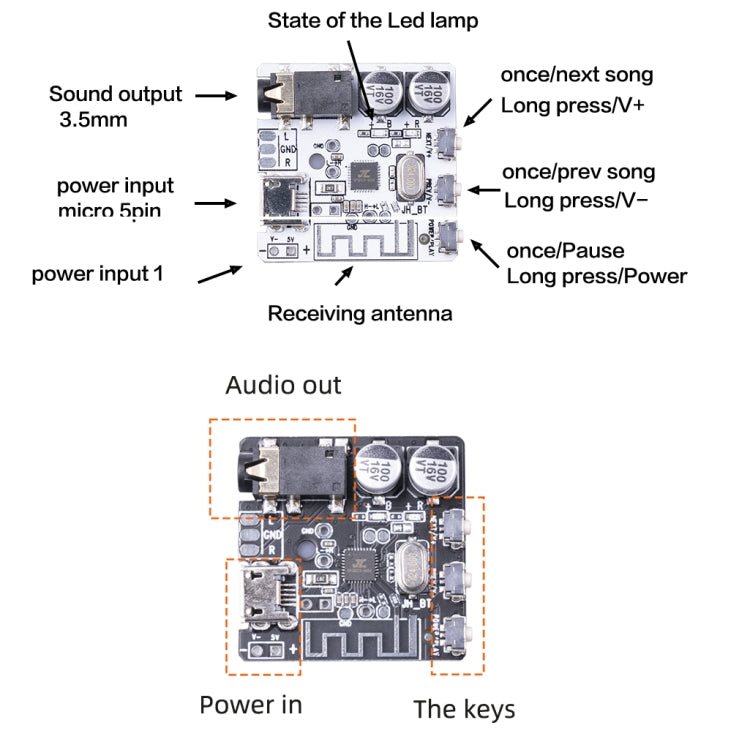 Módulo de placa receptora de Audio Bluetooth 6966 DIY, reproductor MP3 sin pérdidas, módulo amplificador de música estéreo inalámbrico