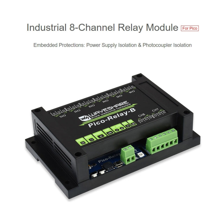 Módulo de relé industrial Waveshare Multi Protection de 8 canales para Raspberry Pi Pico, 20218