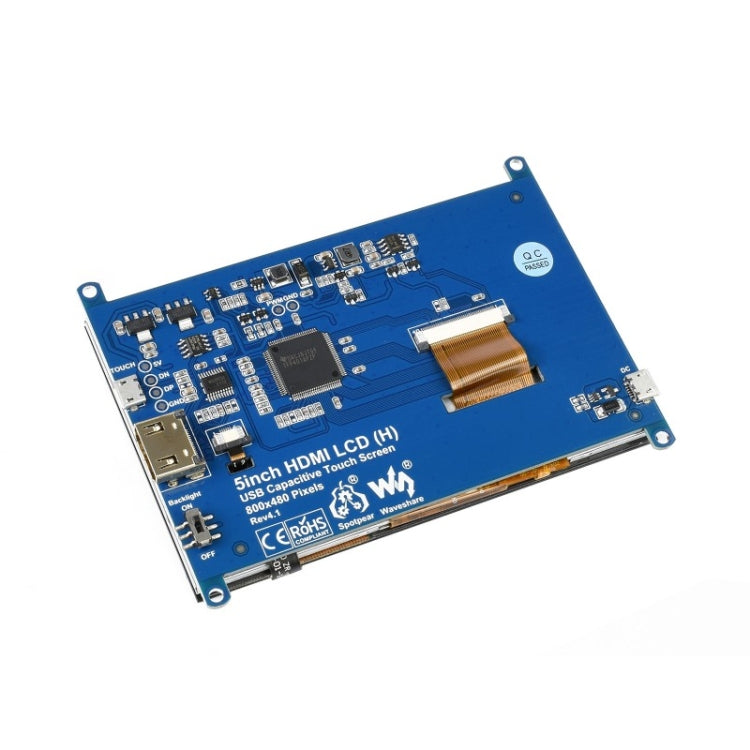 Waveshare Versión reducida de 5 pulgadas Panel de vidrio templado 800 x 480 Pantalla táctil capacitiva LCD (H), 5 inch