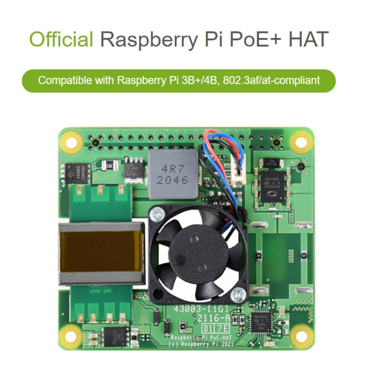 Waveshare Raspberry Pi PoE+ HAT Placa de expansión Ethernet para Raspberry Pi 3B+/4B