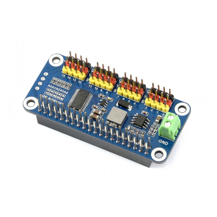 Sombrero servocontrolador I2C de 16 canales y 12 bits Waveshare para Raspberry Pi, 15275