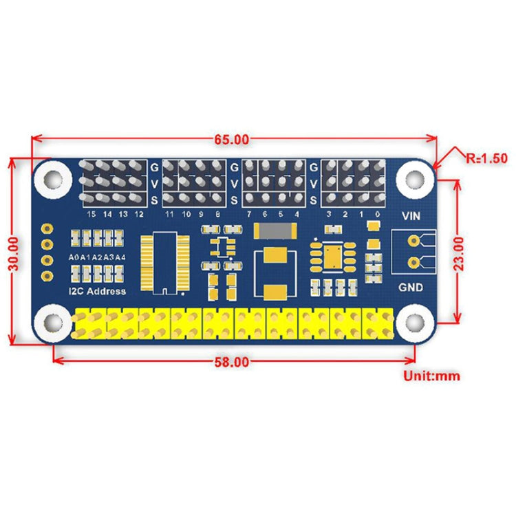 Sombrero servocontrolador I2C de 16 canales y 12 bits Waveshare para Raspberry Pi, 15275