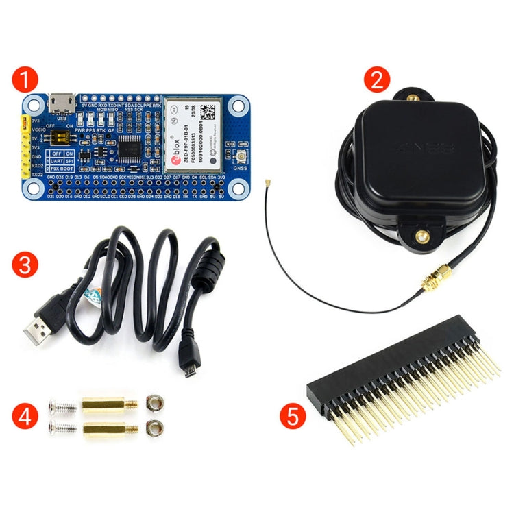 Waveshare ZED-F9P GPS-RTK HAT Módulo GPS diferencial RTK multibanda de precisión de nivel centimétrico para Raspberry Pi, ZED-F9P