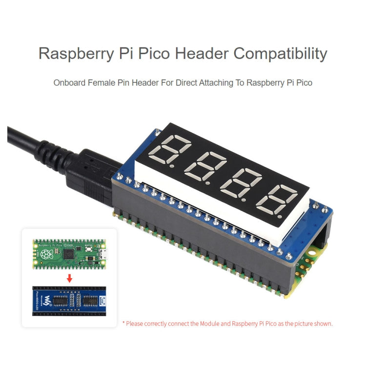 Módulo de pantalla WAVESHARE de 4 dígitos y 8 segmentos para Raspberry Pi Pico, compatible con SPI, 19806