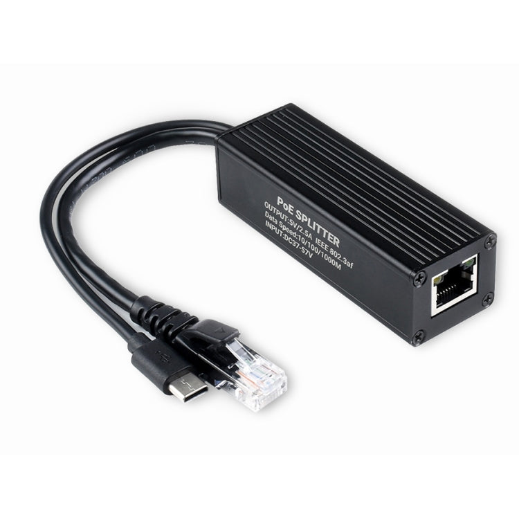 Divisor PoE Gigabit con caja metálica Waveshare, salida tipo C de 5V 2,5A