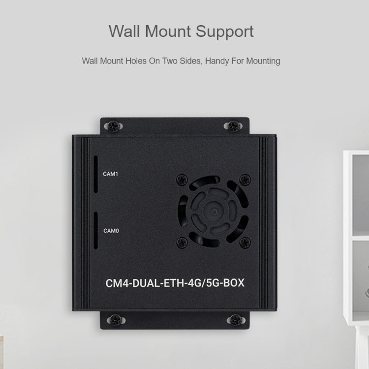 Waveshare Dual Gigabit Ethernet 5G/4G Caja de computadora con ventilador de refrigeración para Raspberry Pi CM4