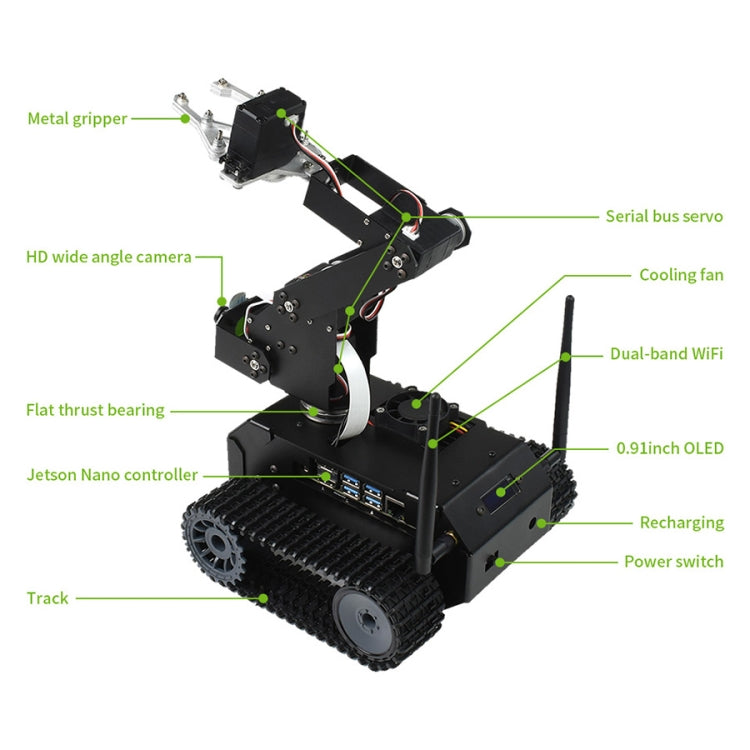 Kit de robot móvil con seguimiento Waveshare JETANK AI, basado en Jetson Nano, enchufe de la UE, Waveshare JETANK AI