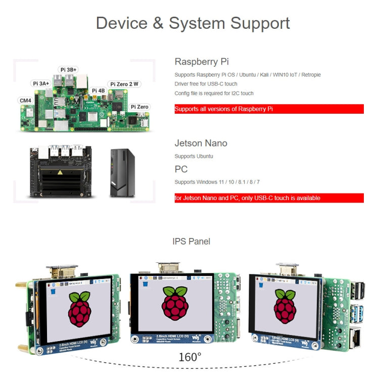 Pantalla LCD Waveshare de 2,8 pulgadas 480x640 HDMI IPS (H) Pantalla totalmente laminada