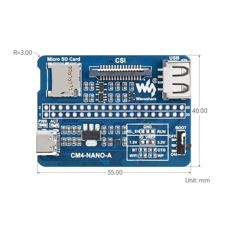 Placa Base Waveshare Nano A para Raspberry Pi CM4, Nano Base Board A