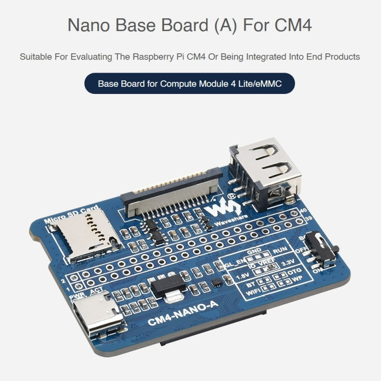 Placa Base Waveshare Nano A para Raspberry Pi CM4, Nano Base Board A