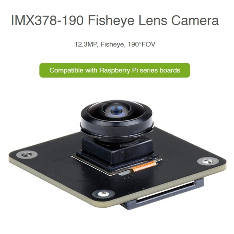 Waveshare IMX378-190 Lente ojo de pez Cámara de campo más amplio de 12,3 MP para Raspberry Pi, IMX378-190 Module