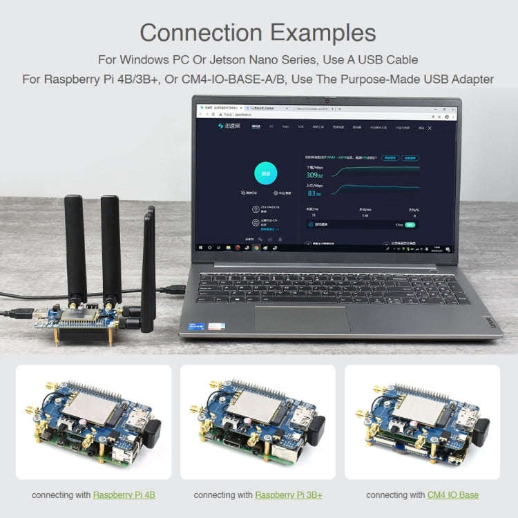 Waveshare SIM8202G-M2 5G HAT B Placa de módulo multibanda Snapdragon X55 para Raspberry Pi, SIM8202G-M2 5G HAT B