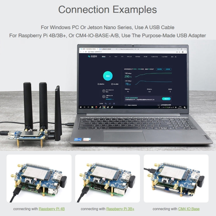 Waveshare RM500U-CN 5G HAT Quad antenas LTE-A placa de módulo multibanda para Raspberry Pi, RM500U-CN 5G HAT