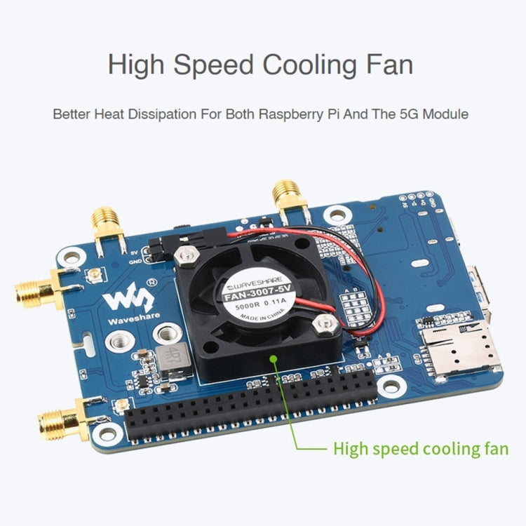 Waveshare RM500U-CN 5G HAT Quad antenas LTE-A placa de módulo multibanda para Raspberry Pi, RM500U-CN 5G HAT