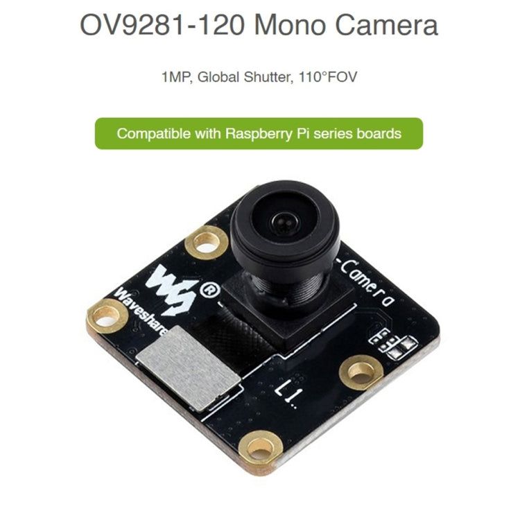 Waveshare OV9281-120 Módulo de cámara mono de 1 MP para Raspberry Pi, obturador global, OV9281-120 Module