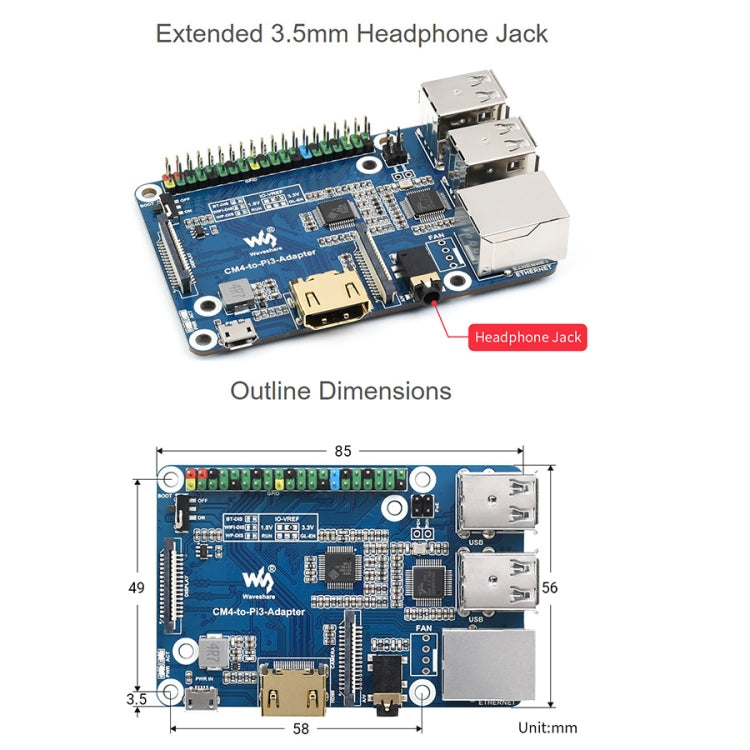 Adaptador Raspberry Pi CM4 a 3B para Raspberry Pi 3 Modelo B/B+, Pi CM4 To 3B