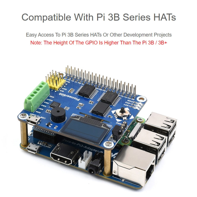 Adaptador Waveshare Raspberry Pi Zero 2W a 3B para Raspberry Pi 3 Modelo B/B+, Pi Zero 2W To 3B