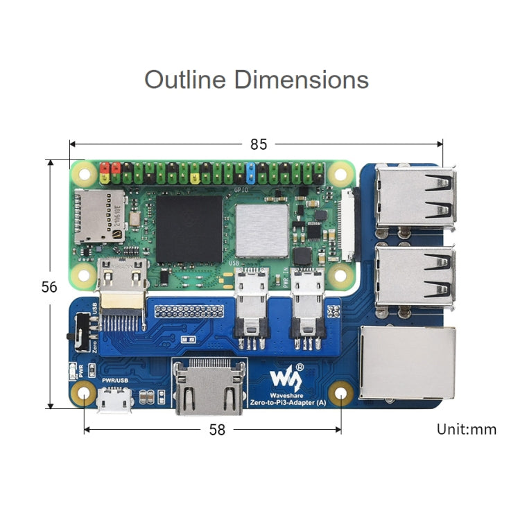 Adaptador Waveshare Raspberry Pi Zero a 3B para Raspberry Pi 3 Modelo B/B+, Pi Zero To 3B
