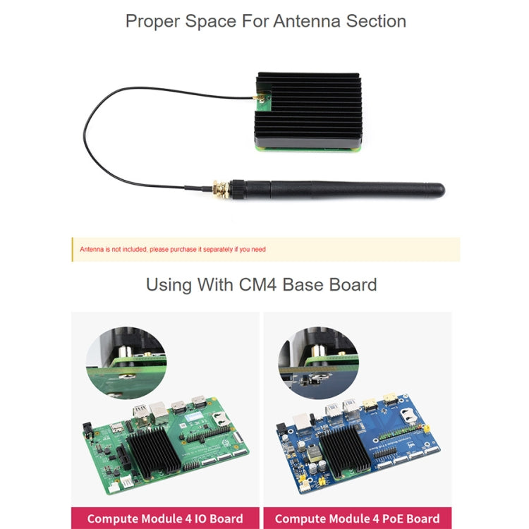 WAVESHARE Disipador de Calor de Aluminio para Raspberry Pi CM4, con Muesca de Antena