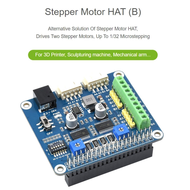 Waveshare HRB8825 sombrero de Motor paso a paso para Raspberry Pi, acciona dos motores paso a paso, hasta 1/32 micropasos