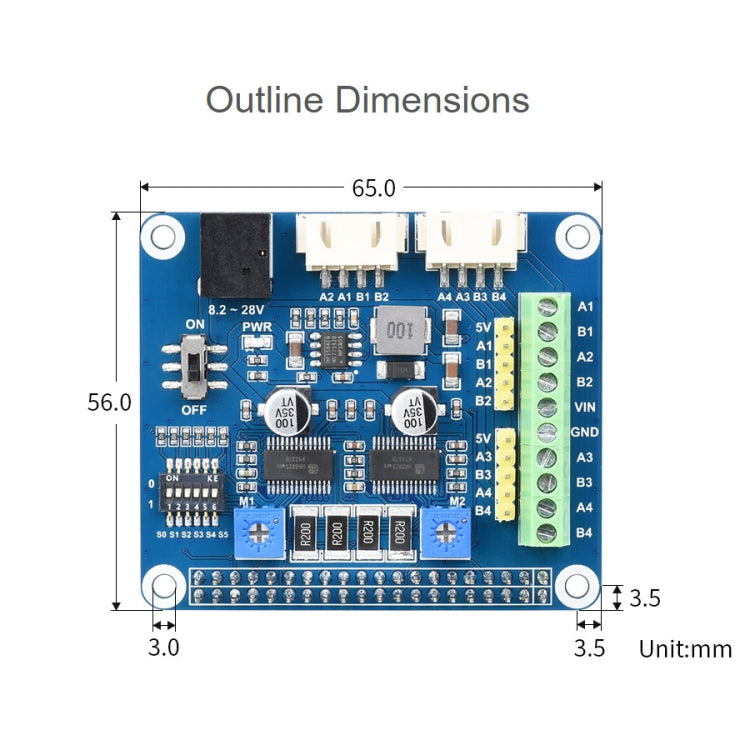 Waveshare HRB8825 sombrero de Motor paso a paso para Raspberry Pi, acciona dos motores paso a paso, hasta 1/32 micropasos