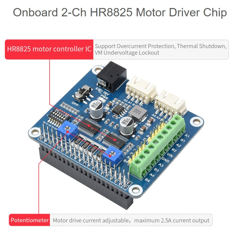 Waveshare HRB8825 sombrero de Motor paso a paso para Raspberry Pi, acciona dos motores paso a paso, hasta 1/32 micropasos