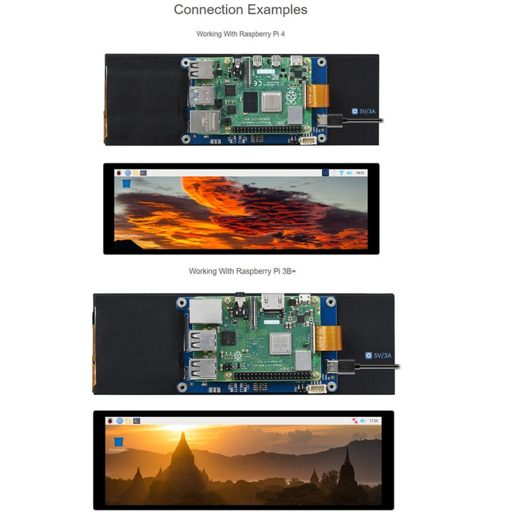 WAVESHARE Pantalla táctil capacitiva de 7,9 pulgadas para Raspberry Pi, 400 x 1280, IPS, interfaz DSI, 7.9 inch