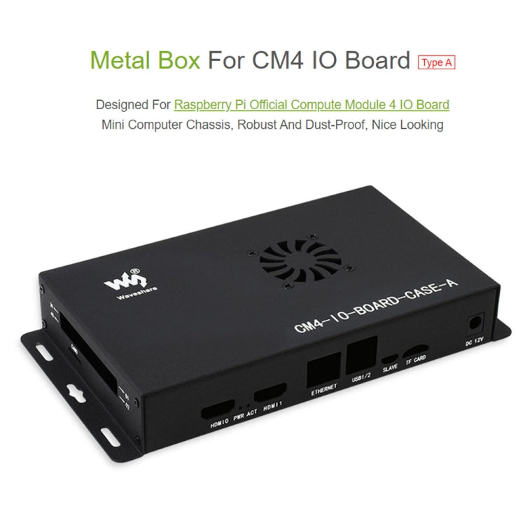 Waveshare Caja de metal A para placa Raspberry Pi CM4 IO, con ventilador de refrigeración