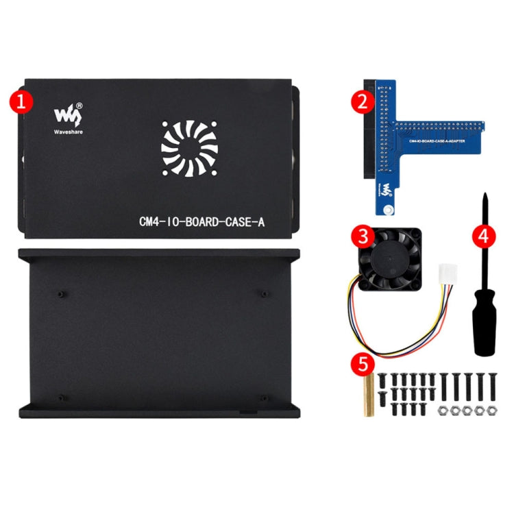 Waveshare Caja de metal A para placa Raspberry Pi CM4 IO, con ventilador de refrigeración
