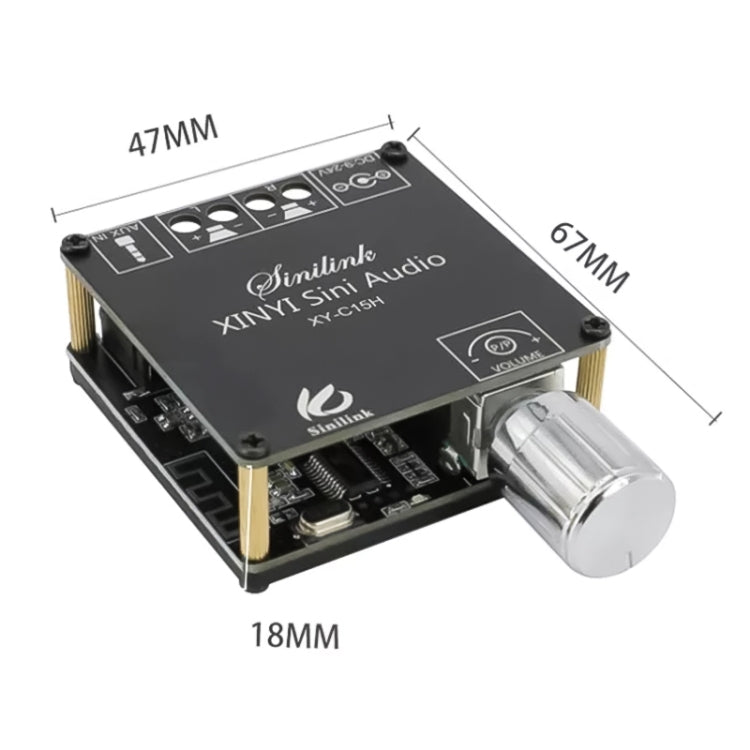 XY-C15H Placa amplificadora de potencia de Audio Digital estéreo HIFI Bluetooth 5,0 de doble canal 20W con carcasa, with Shell
