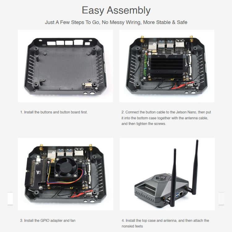 Caja de aluminio Waveshare tipo F para el kit de desarrollo Jetson Nano